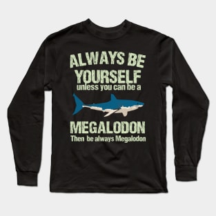 Marine Biologist Biology Megalodon Fathers Day Gift Funny Retro Vintage Long Sleeve T-Shirt